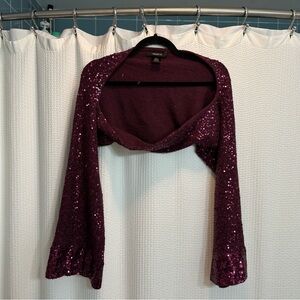Sequin Arden B Bolero Shrug in Deep Burgundy